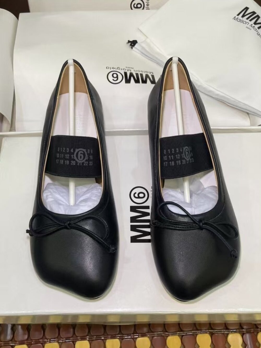 MM6 Maison Margiela Black Bow Strap Ballet Flats